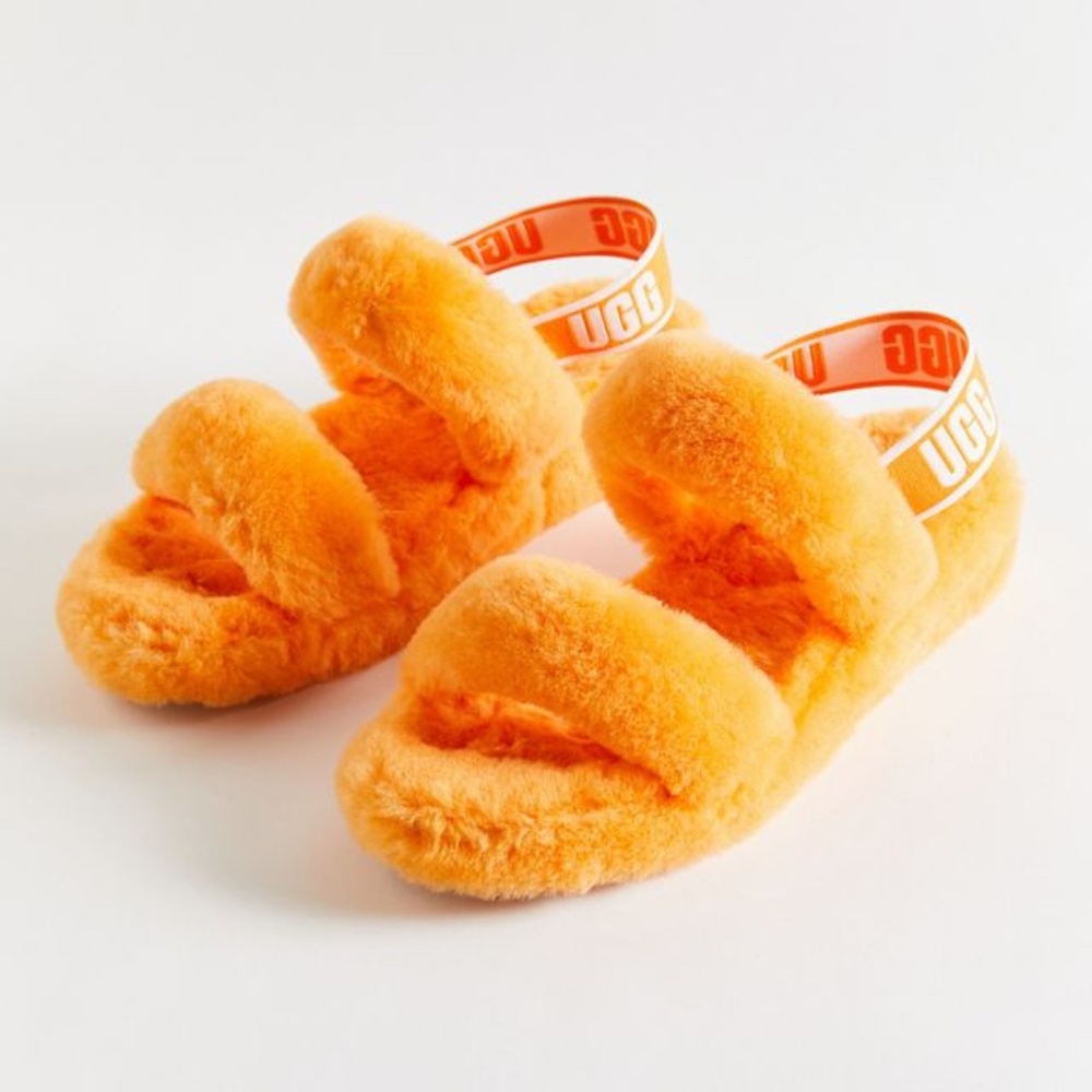 NEW IN BOX UGG Oh Yeah Strappy Fluff Slide Sandal Orange